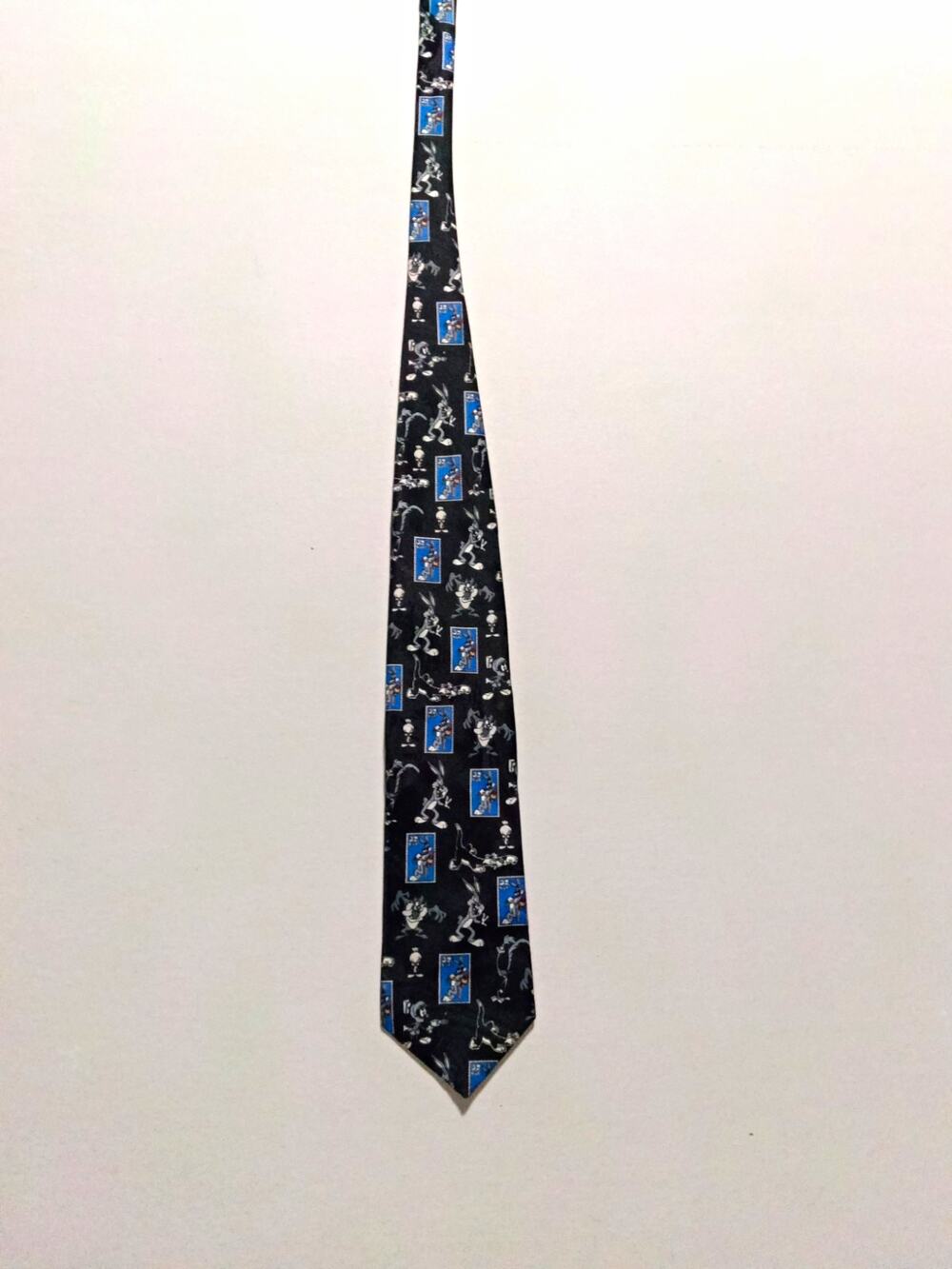Looney Tunes Bugs Bunny Tweety Sylvester Black/Blue Woven Polyester Tie OS